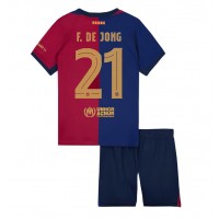 Camiseta Barcelona Frenkie de Jong #21 Primera Equipación Replica 2024-25 para niños mangas cortas (+ Pantalones cortos)